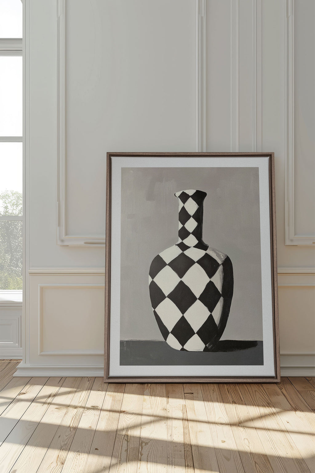 CHECKERED VASE, Artwork on Stretched Canvas