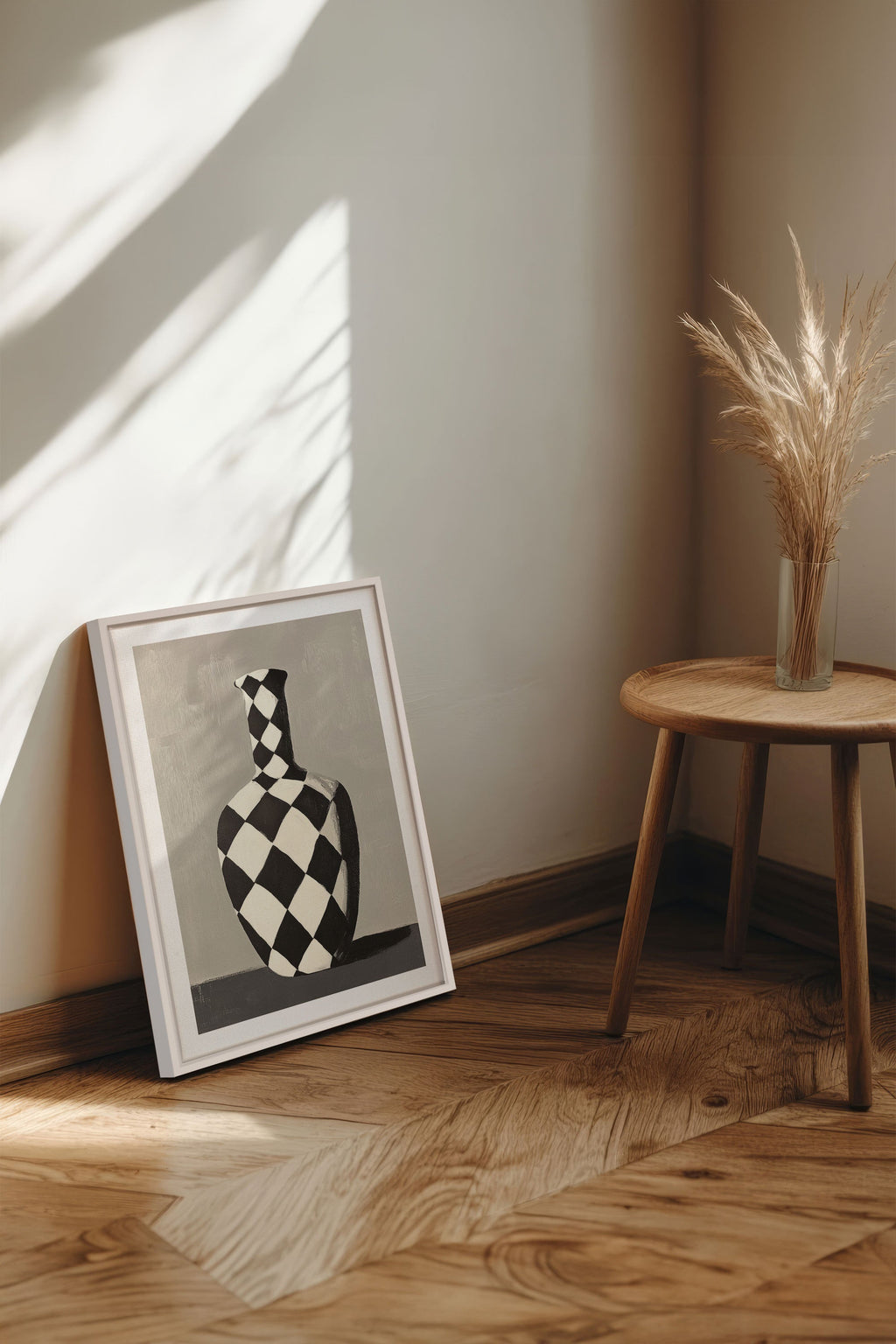 CHECKERED VASE, Artwork on Stretched Canvas