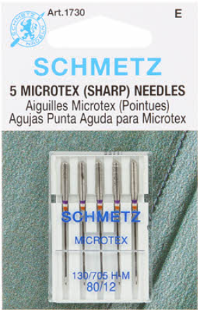 Aiguilles Microtex SCHMETZ #1730 sur carte - 80/12 - 5 pièces