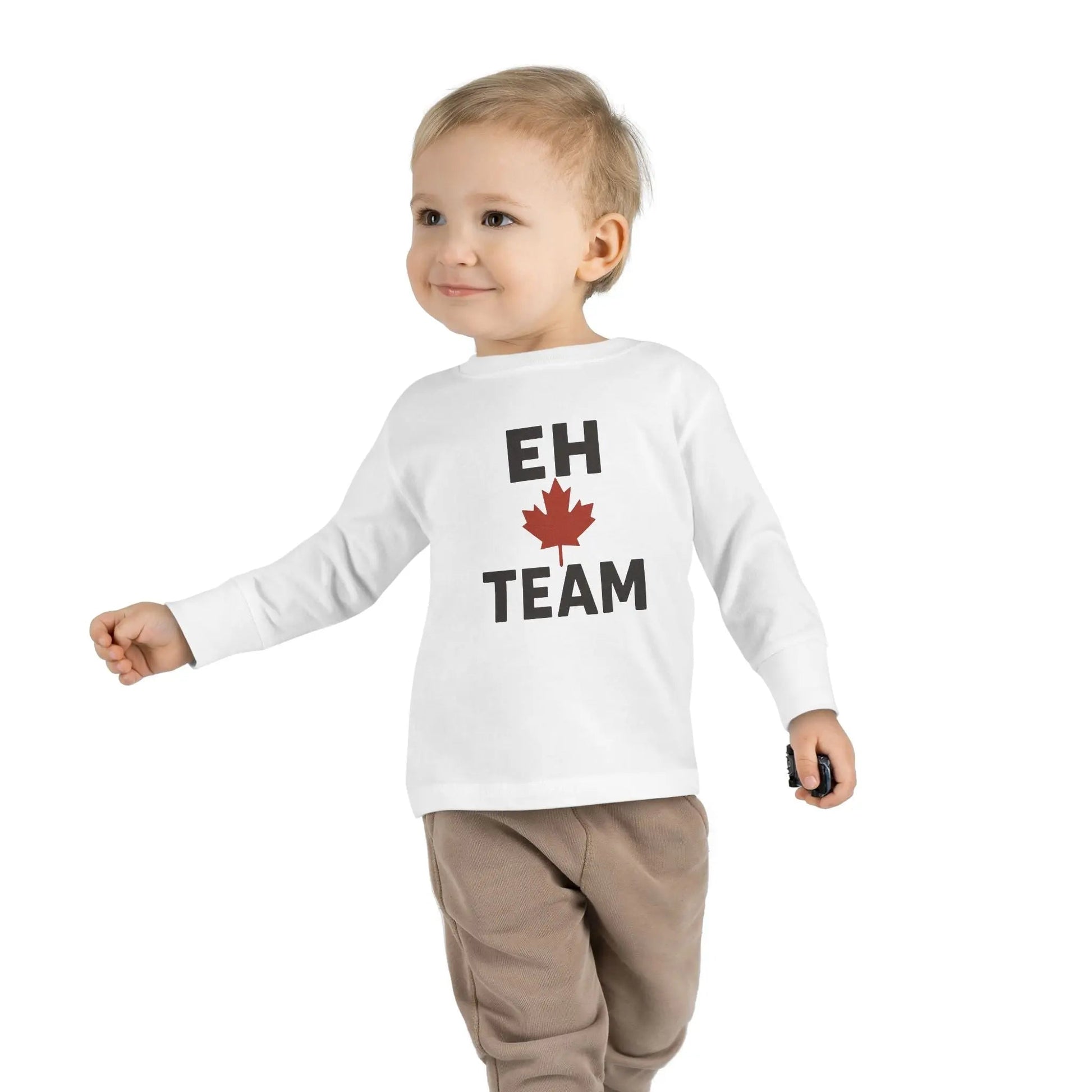 T-shirt à manches longues pour tout-petit Maple Stick « Eh Team » – Fierté de la feuille d'érable