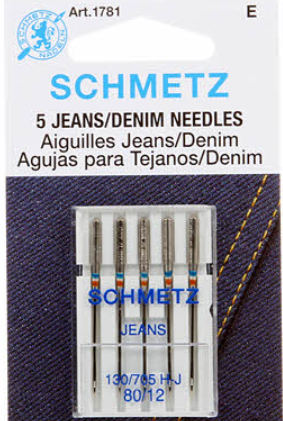 Aiguilles à denim SCHMETZ #1781 sur carton - 80/12 - 5 pièces