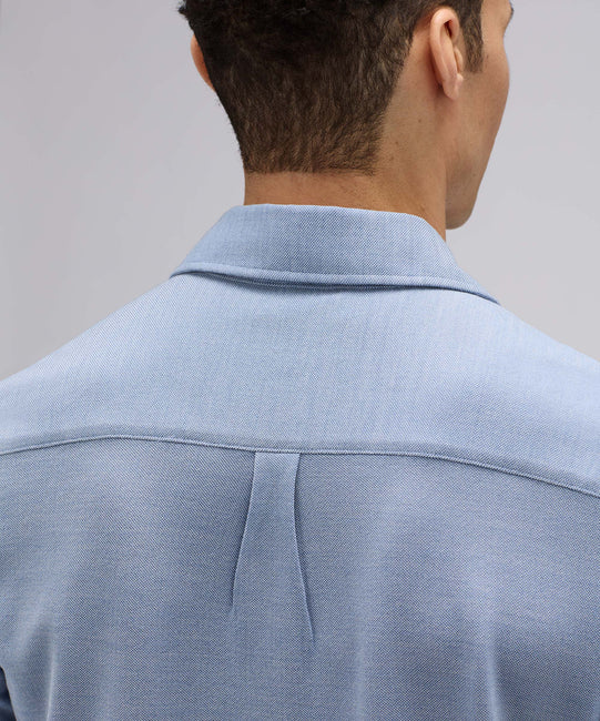 Chemise boutonnée à manches courtes en laine mérinos pour homme