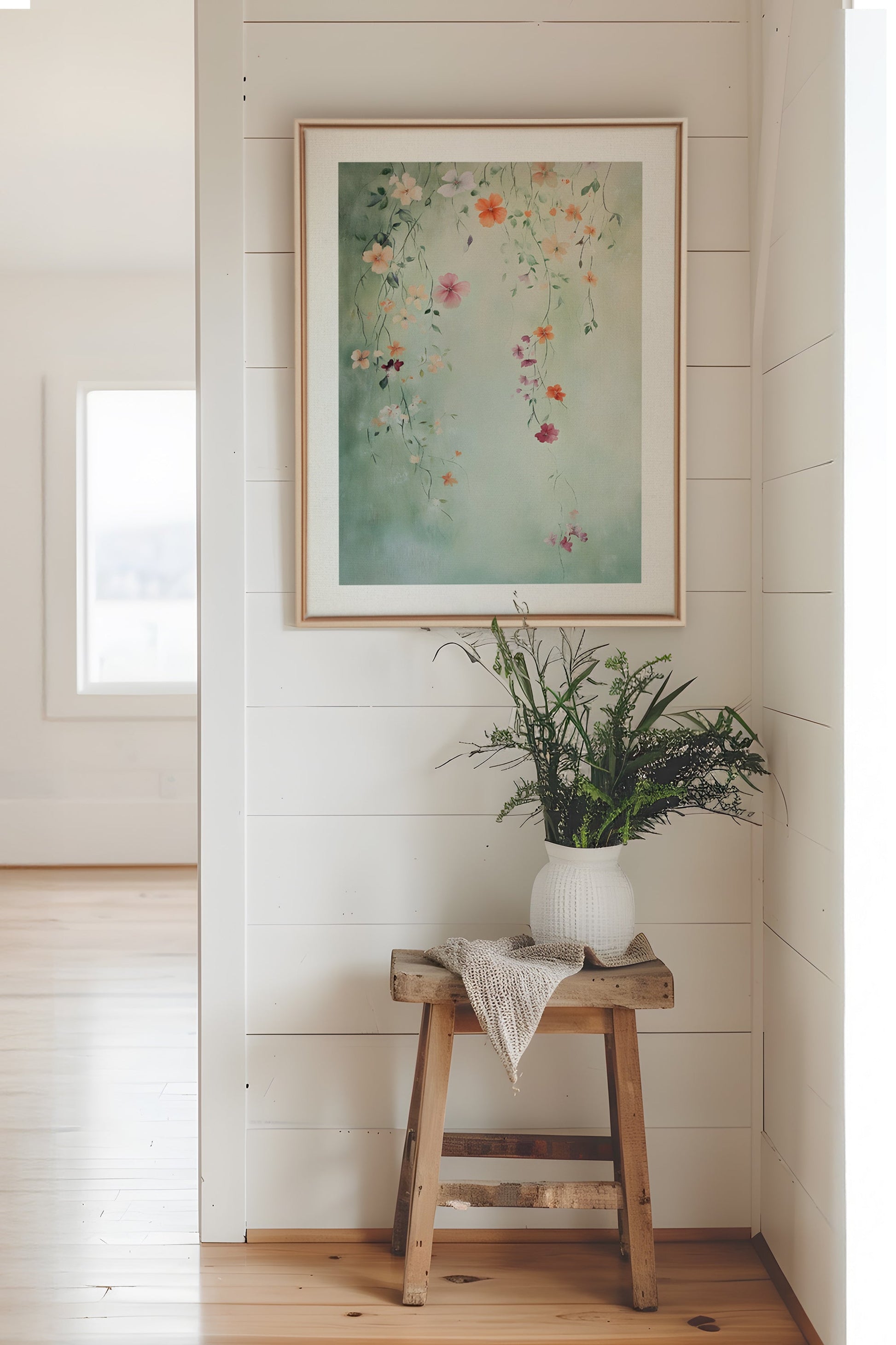 Floral Cascade, Stretched Canvas Artwork