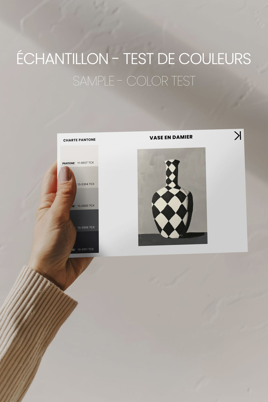 CHECKERED VASE, Artwork on Stretched Canvas