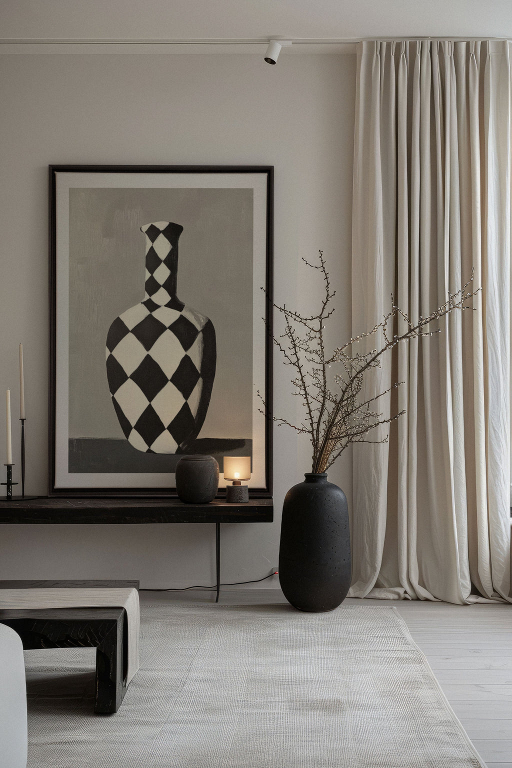 CHECKERED VASE, Artwork on Stretched Canvas