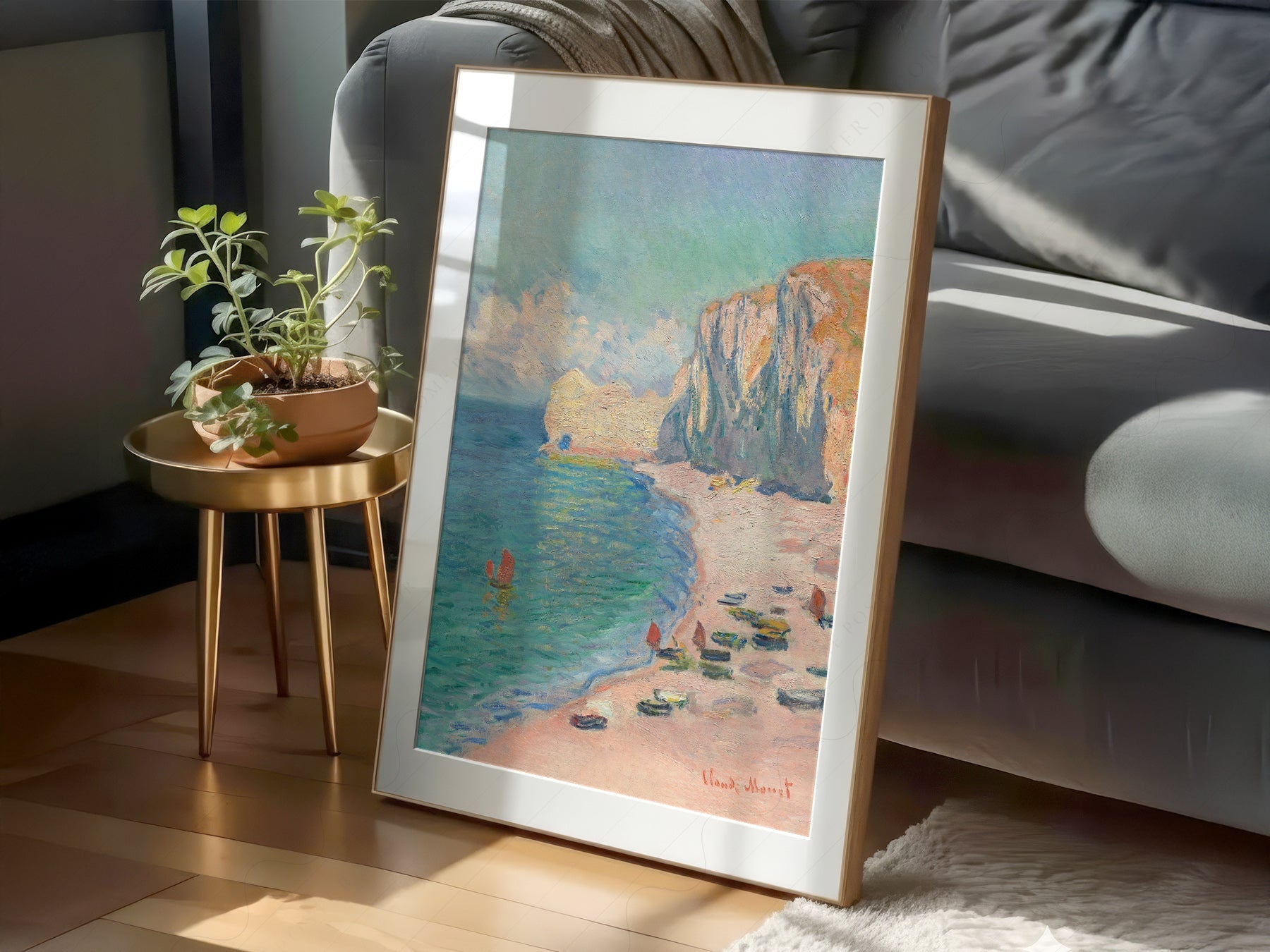 Claude Monet - Étretat Beach and Falaise d'Amont