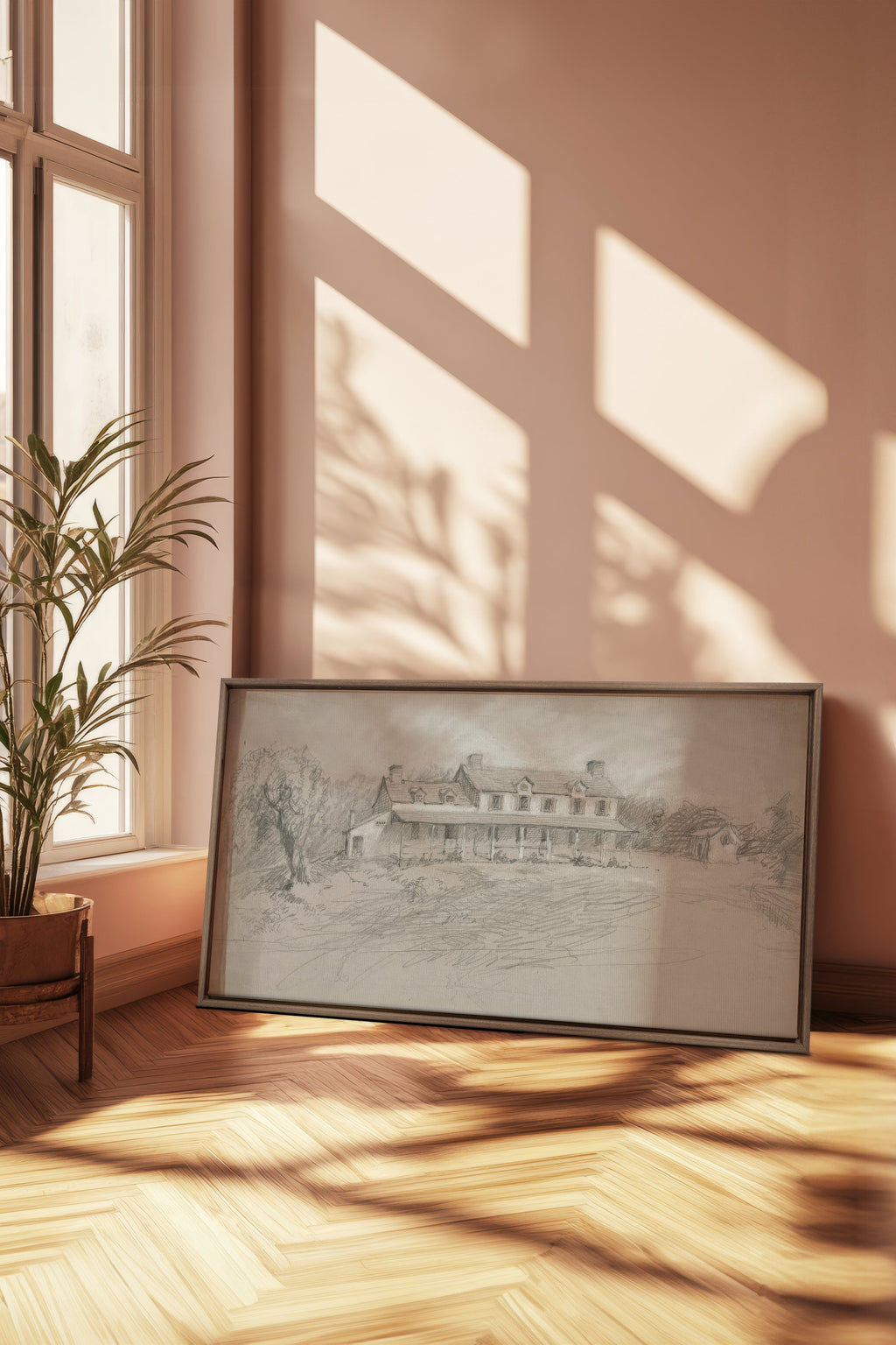 Shadowed House, Stretched Canvas Artwork