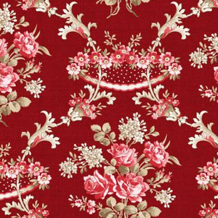 Estampes de Wilmington - Rhapsodie en rouge - Kaye Englad - Damas floral rouge - 1803-332