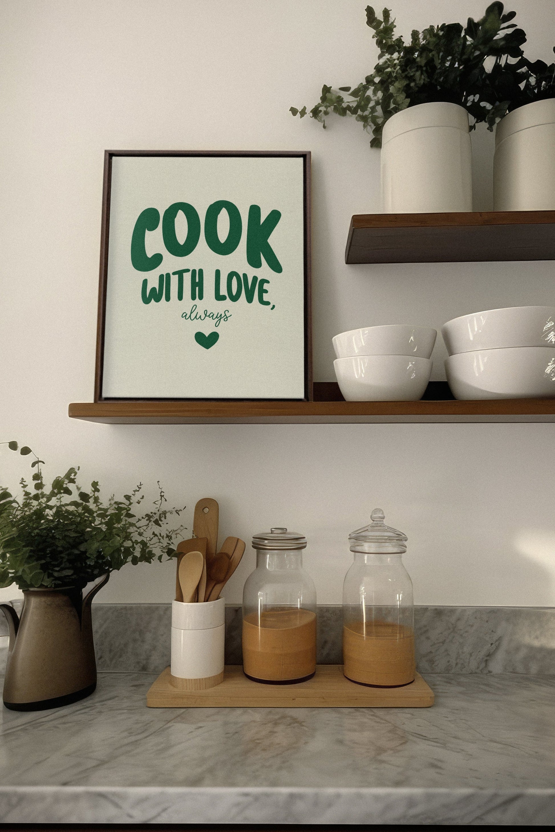 COOK WITH LOVE, Stretched Canvas Artwork