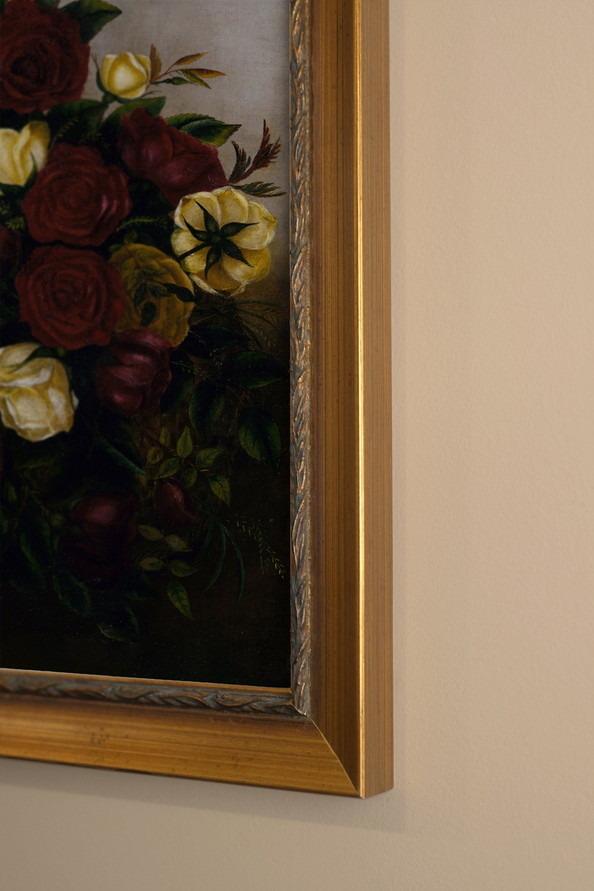 Antique Roses, Vintage Frame Gold