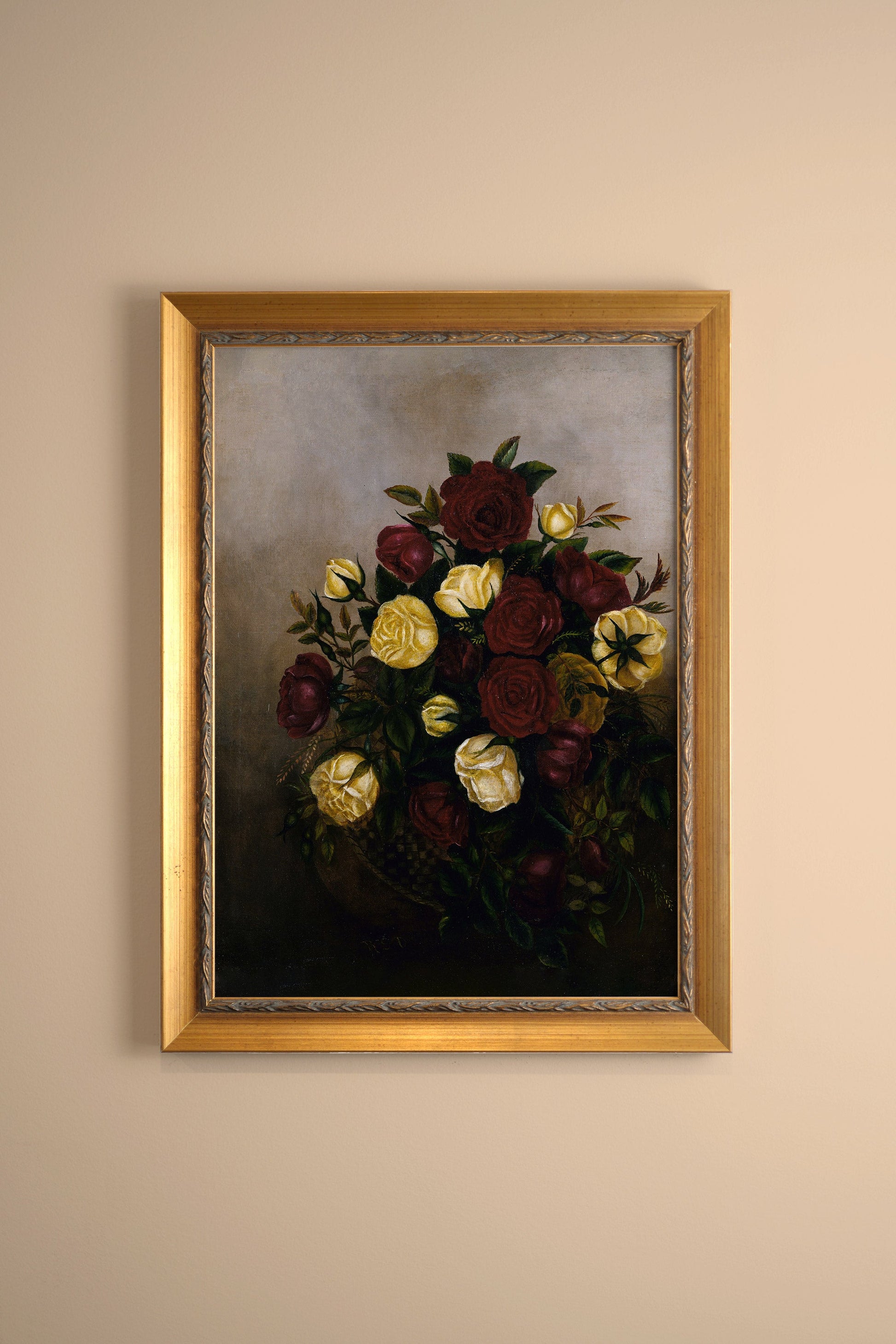 Antique Roses, Vintage Frame Gold