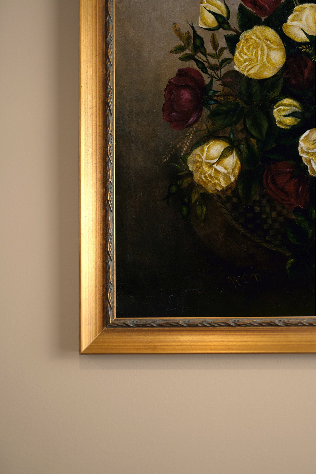 Antique Roses, Vintage Frame Gold