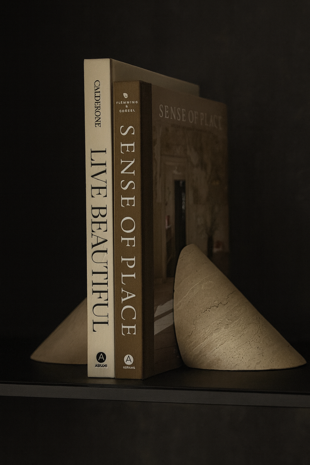 Mono Travertine Bookends