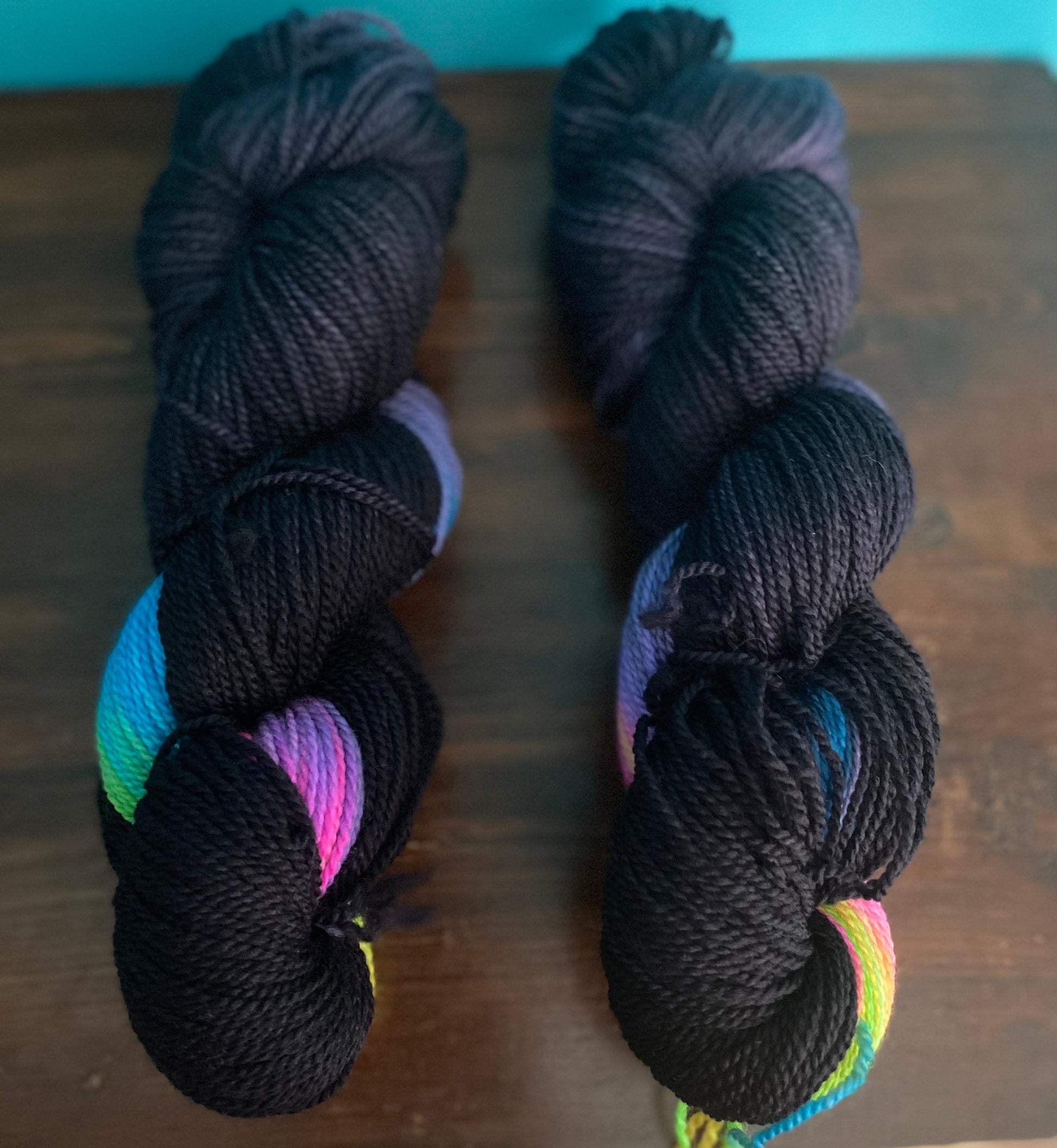 Short Rainbows & Black Merino Sock Yarn