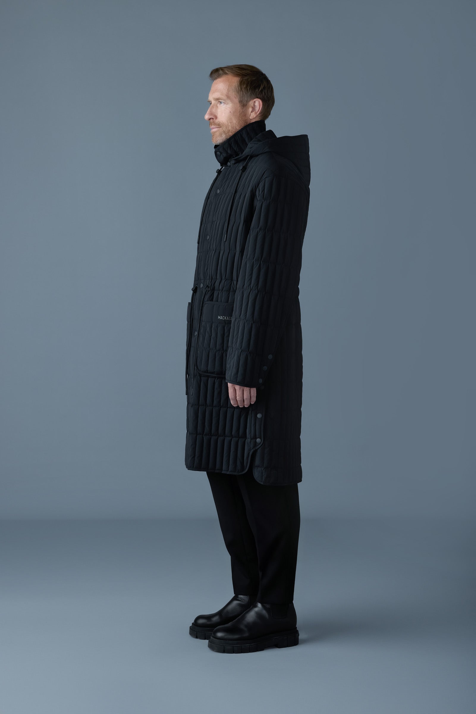ASHER Light down vertical quilted coat