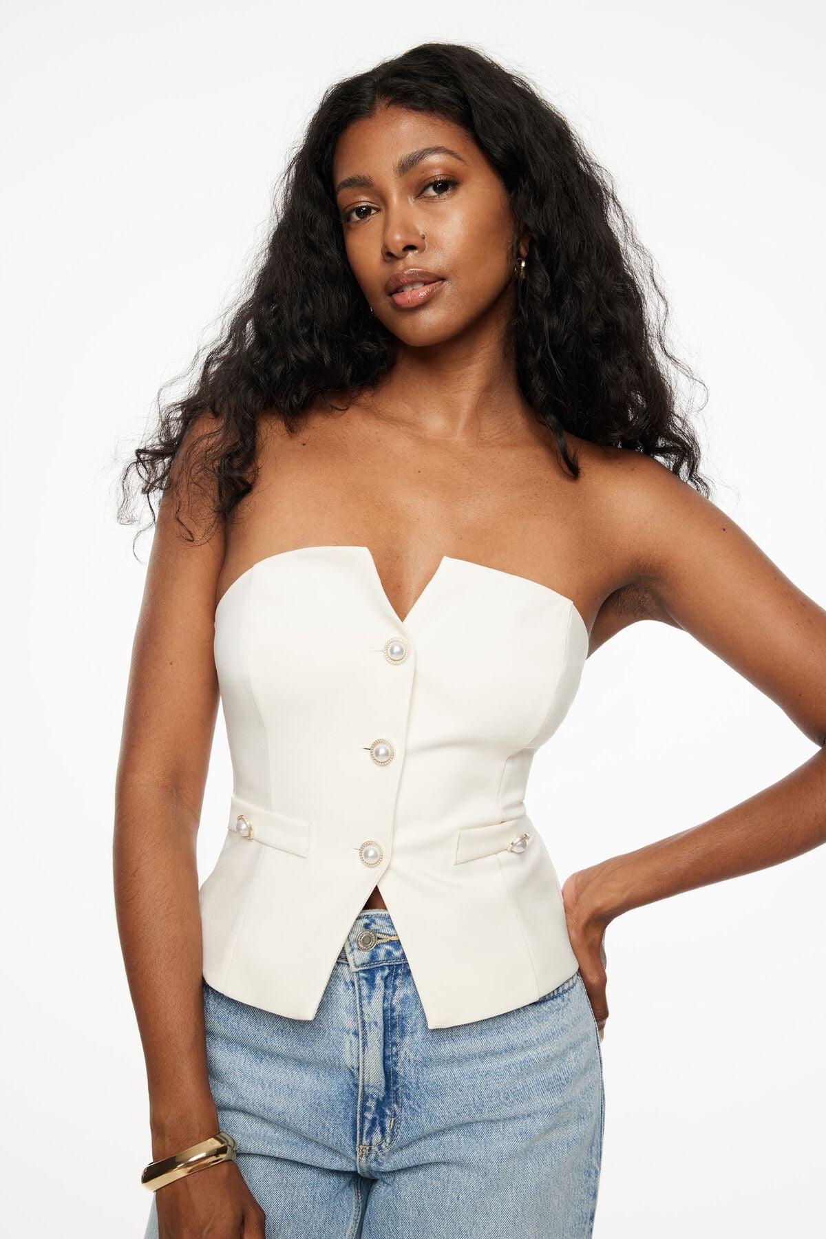 Haut tube corset boutonné