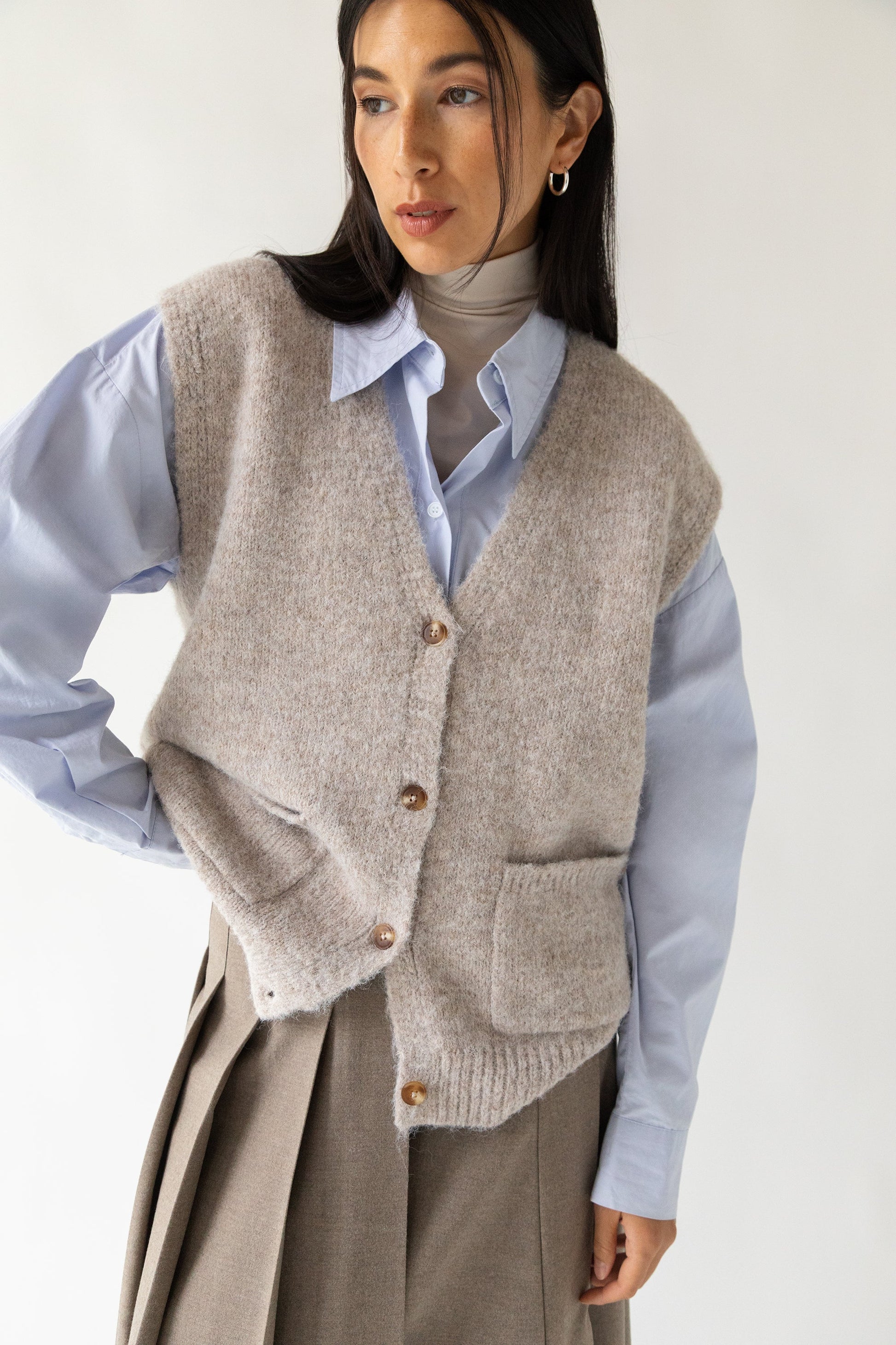 Gilet oversize à boutons sur le devant