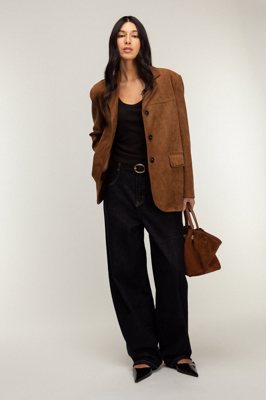 BLAZER OVERSIZE EN DAIM VEGAN