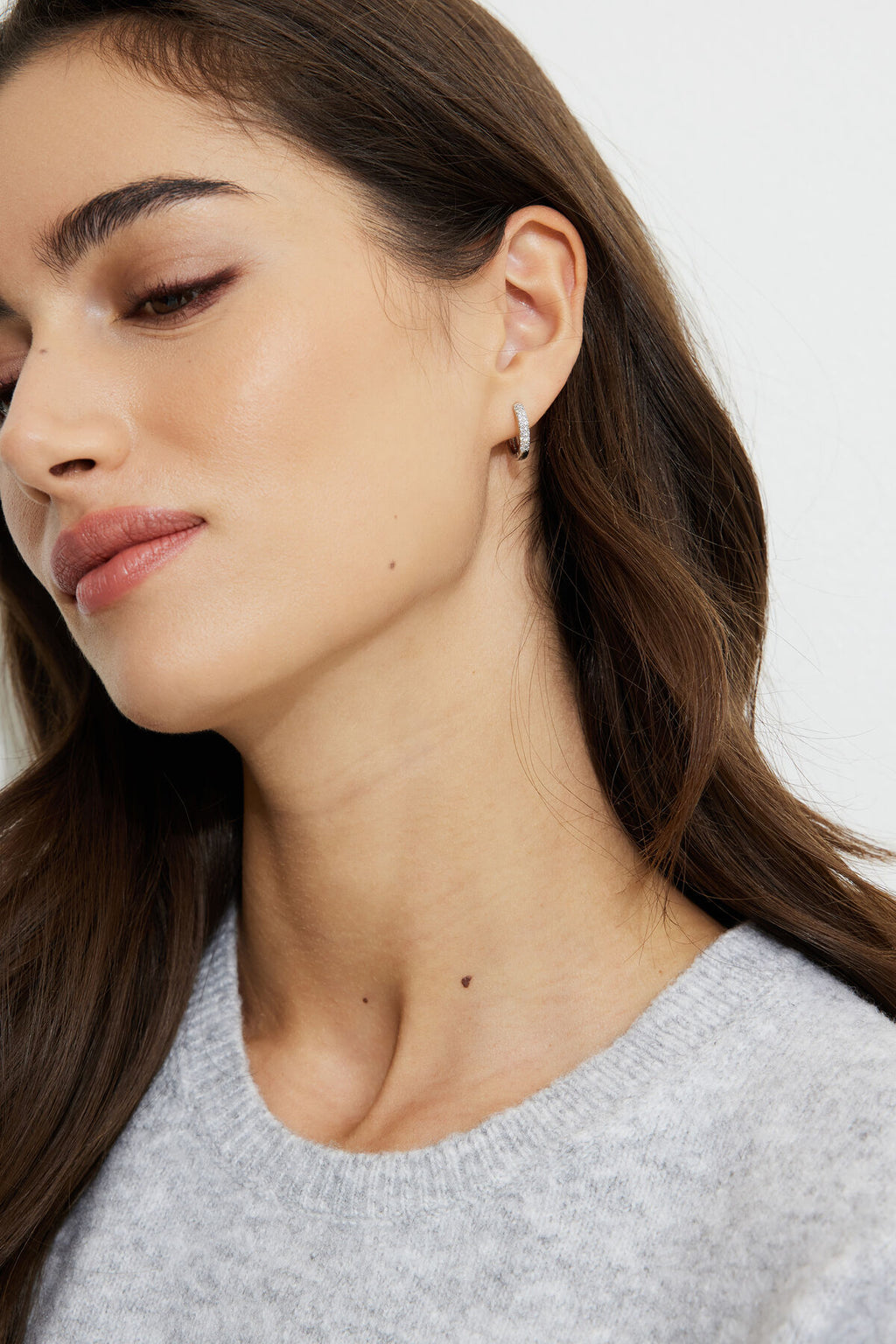 Lot de 2 boucles d'oreilles créoles à pierres précieuses