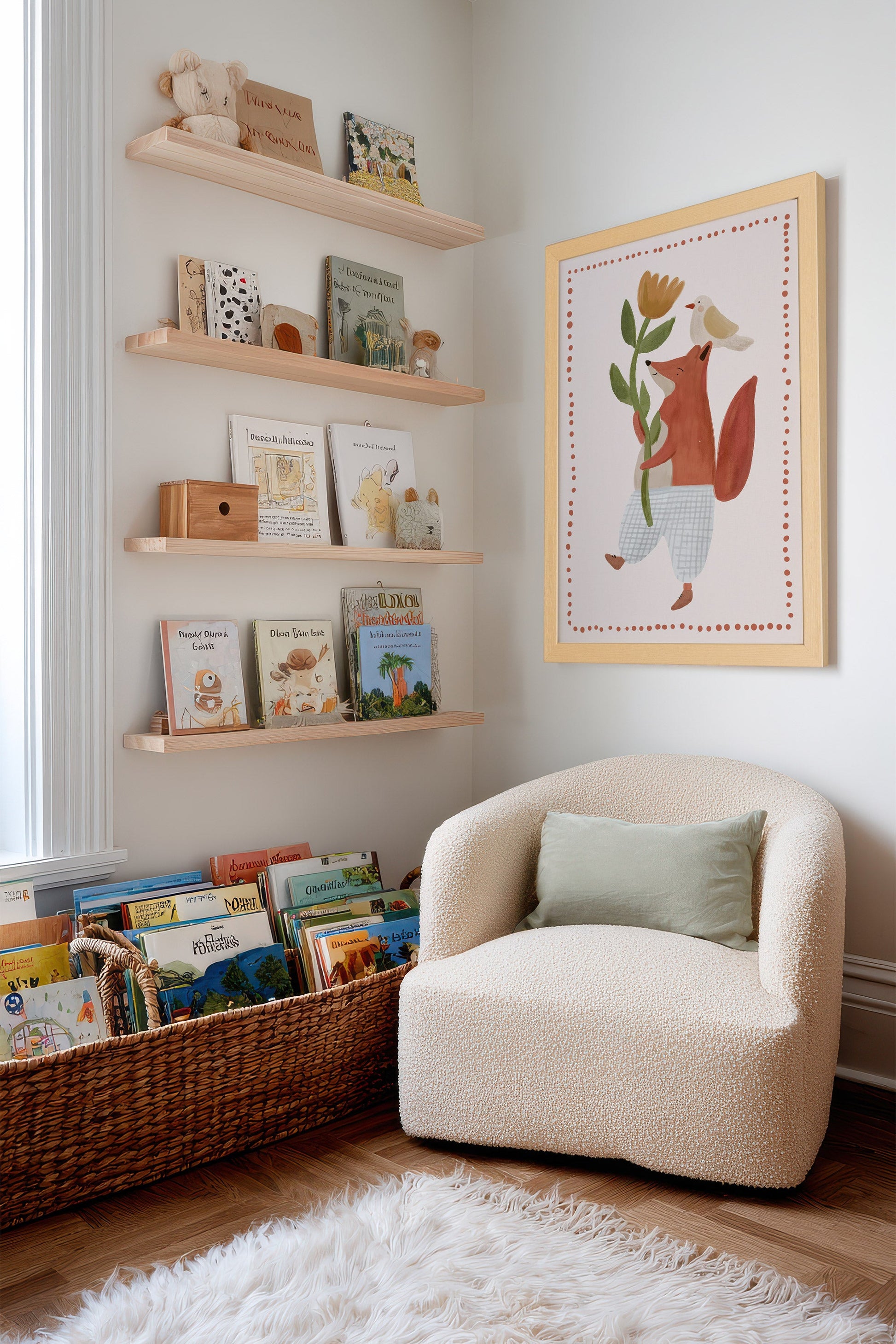 Fox and the Bird, Framed Canvas
