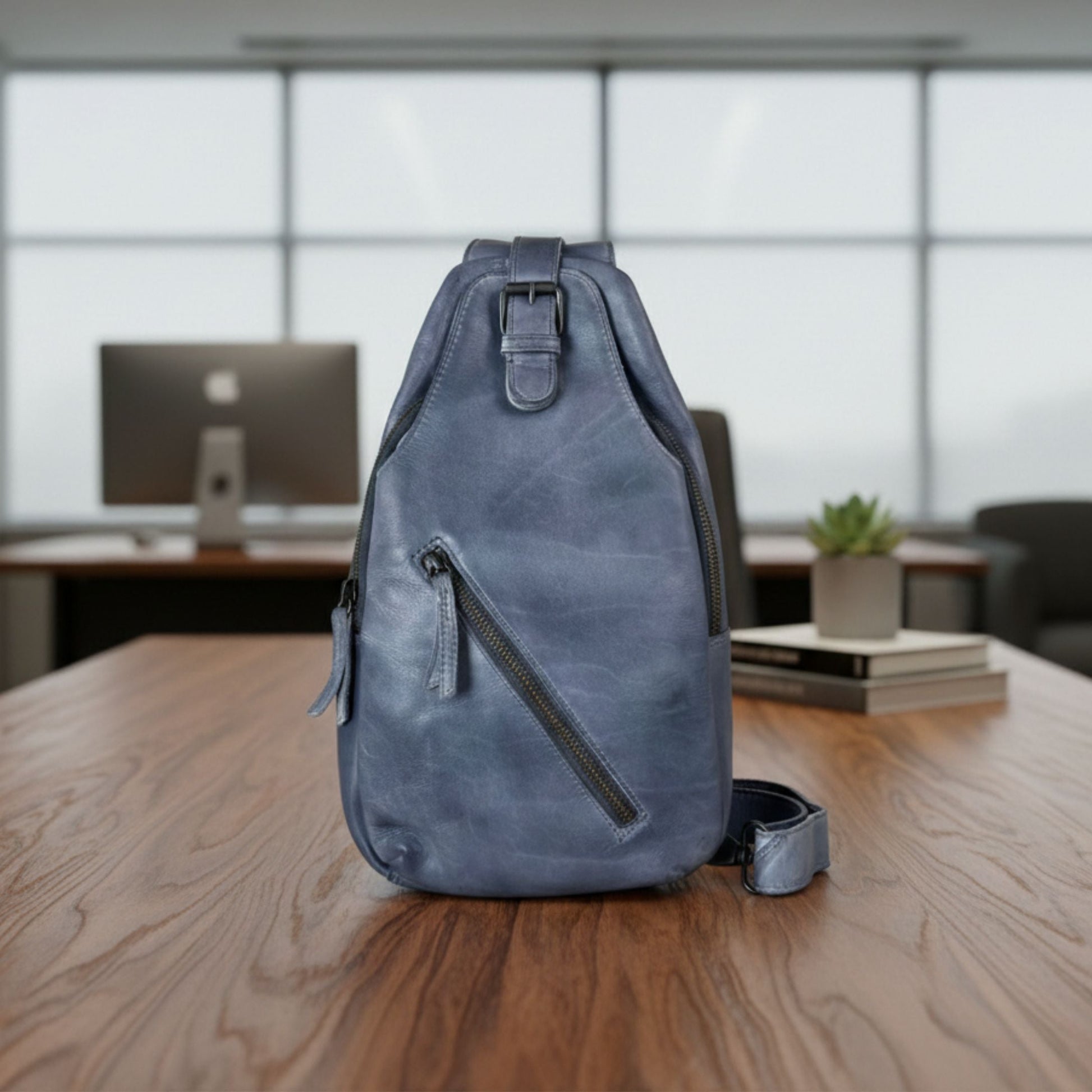 Sac à dos de poitrine en cuir à épaules dénudées