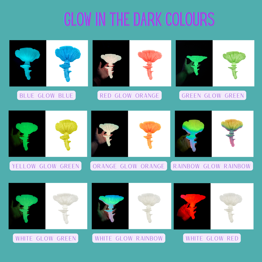 Lampe champignon morille imprimée en 3D et phosphorescente, couleur arc-en-ciel – Une veilleuse enchanteresse 