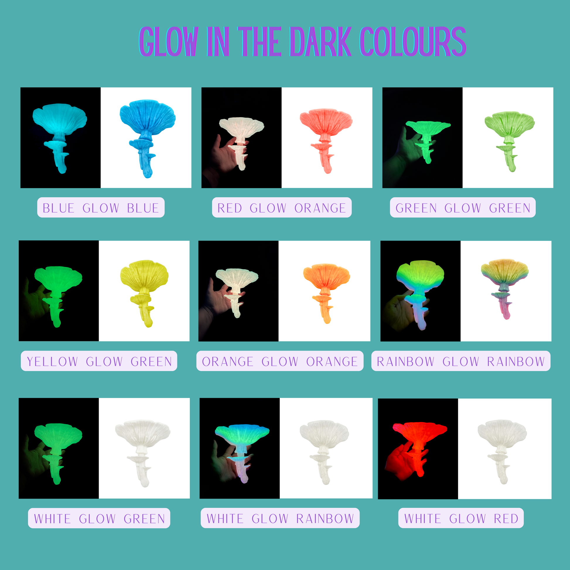 Lampe champignon morille imprimée en 3D et phosphorescente, couleur arc-en-ciel – Une veilleuse enchanteresse 