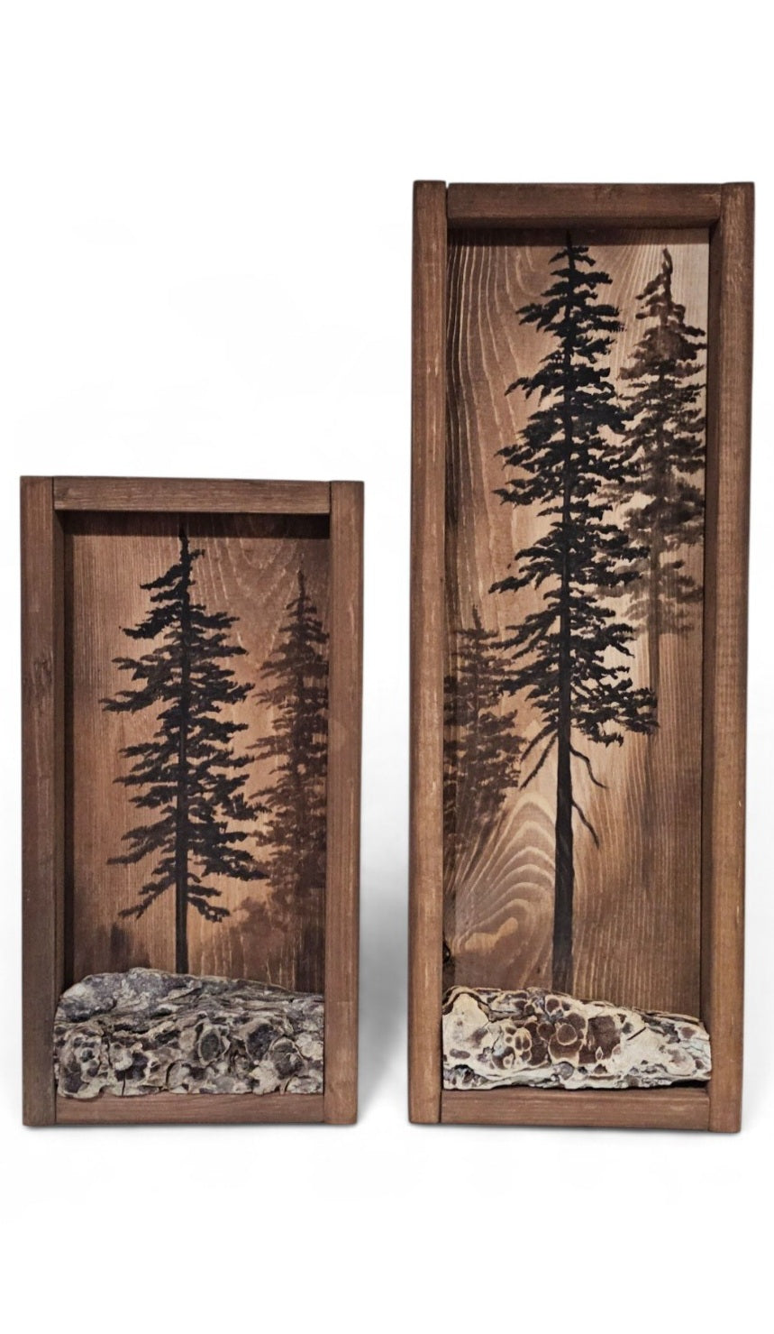 Framed hand painted on wood wall decor (25.5" by 7")