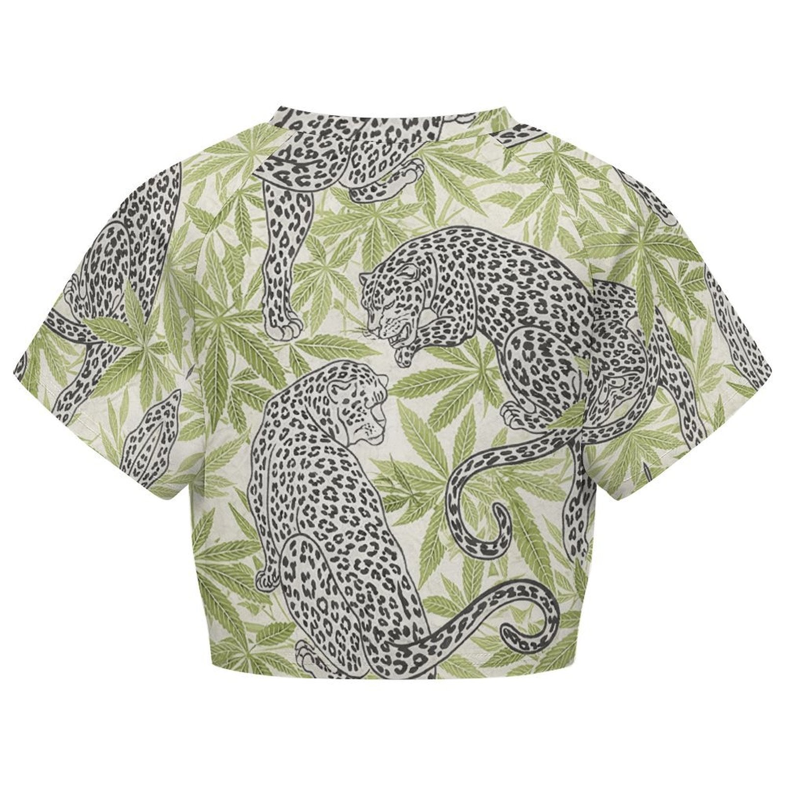 Leopard Print Cropped Ralgan T-Shirt