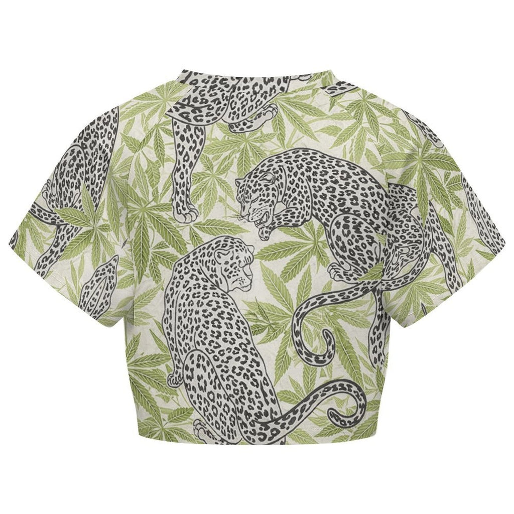 Leopard Print Cropped Ralgan T-Shirt