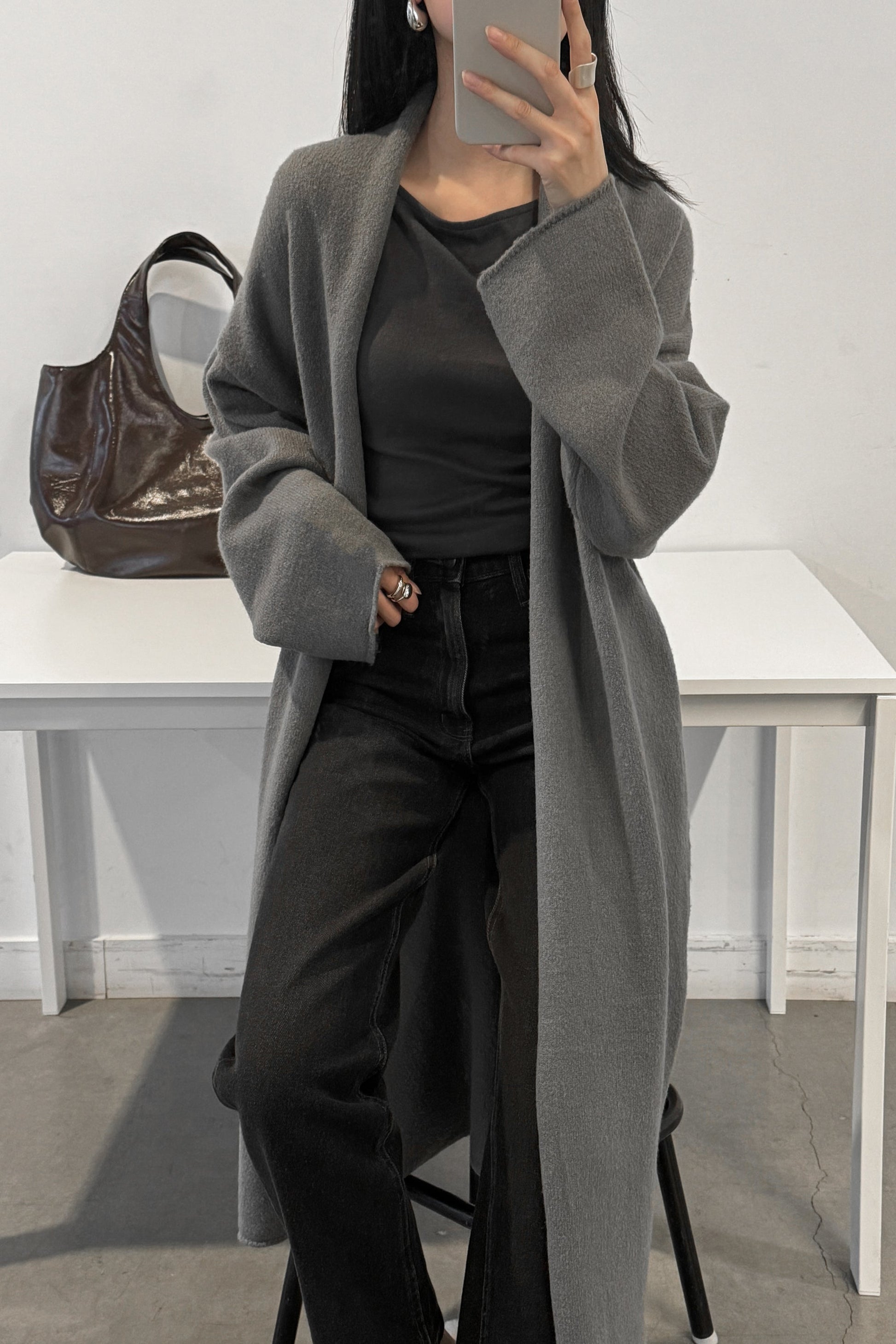 CARDIGAN LONG ET CONFORTABLE, OUVERT SUR LE DEVANT