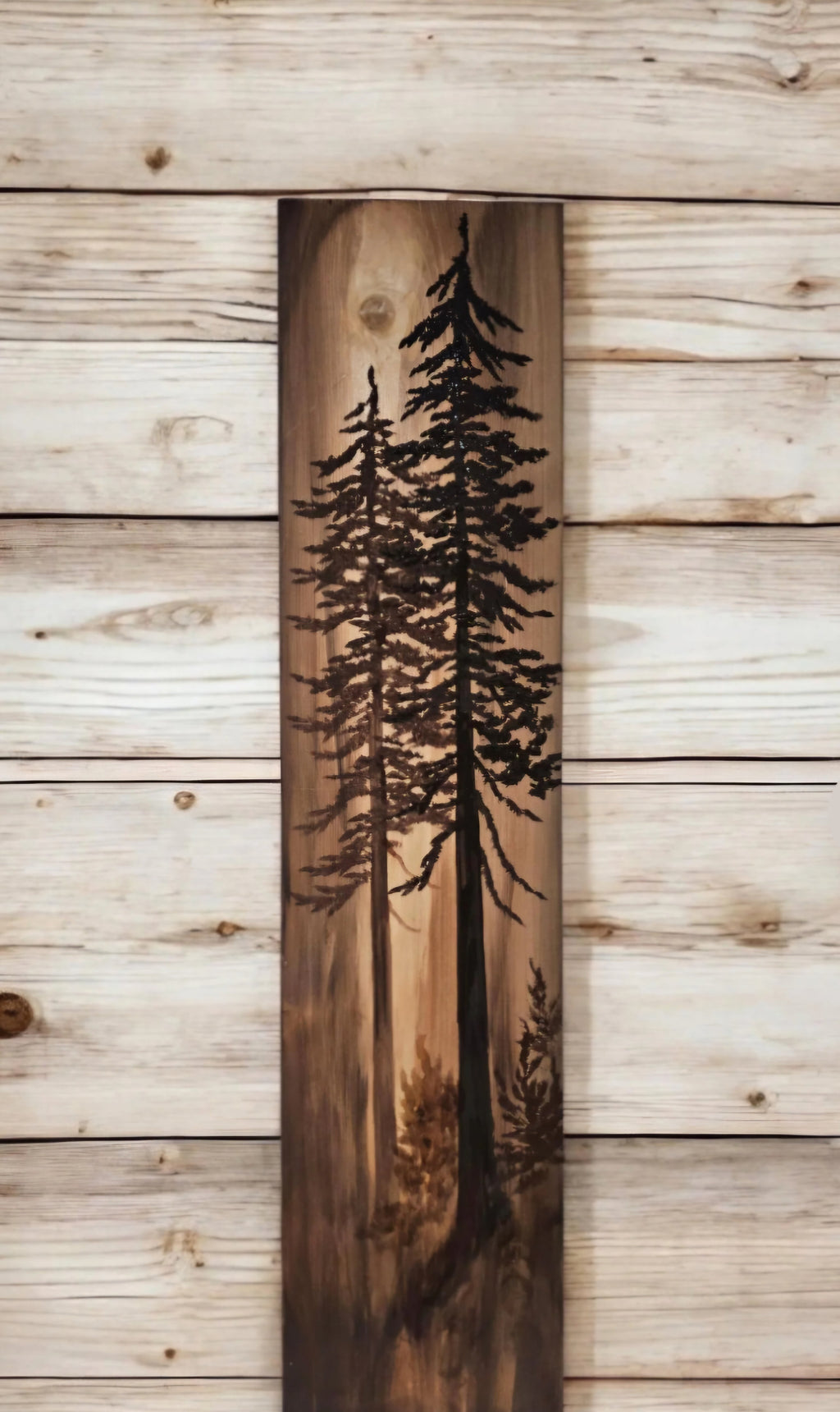 Hand painted wall art tree decor on wood (30" by 5.5")