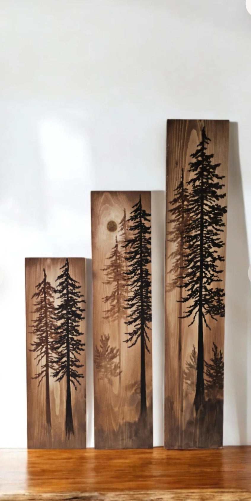 Hand painted wall art tree decor on wood (24" by 5.5")