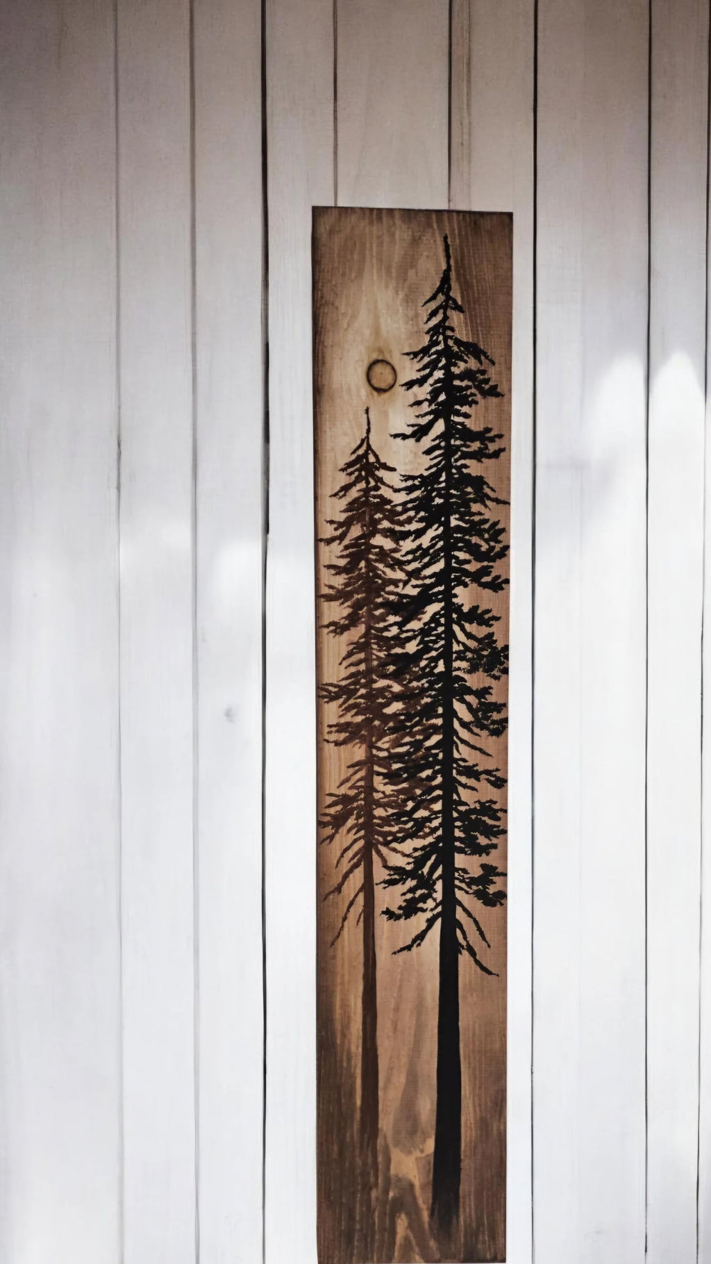 Hand painted wall art tree decor on wood (24" by 5.5")