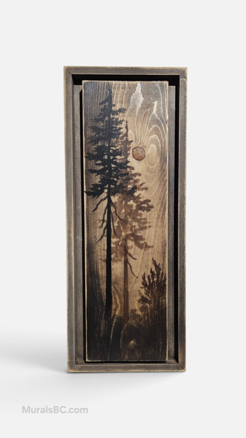 Hand painted and framed wall art decor on wood (19.5" by 7.75")