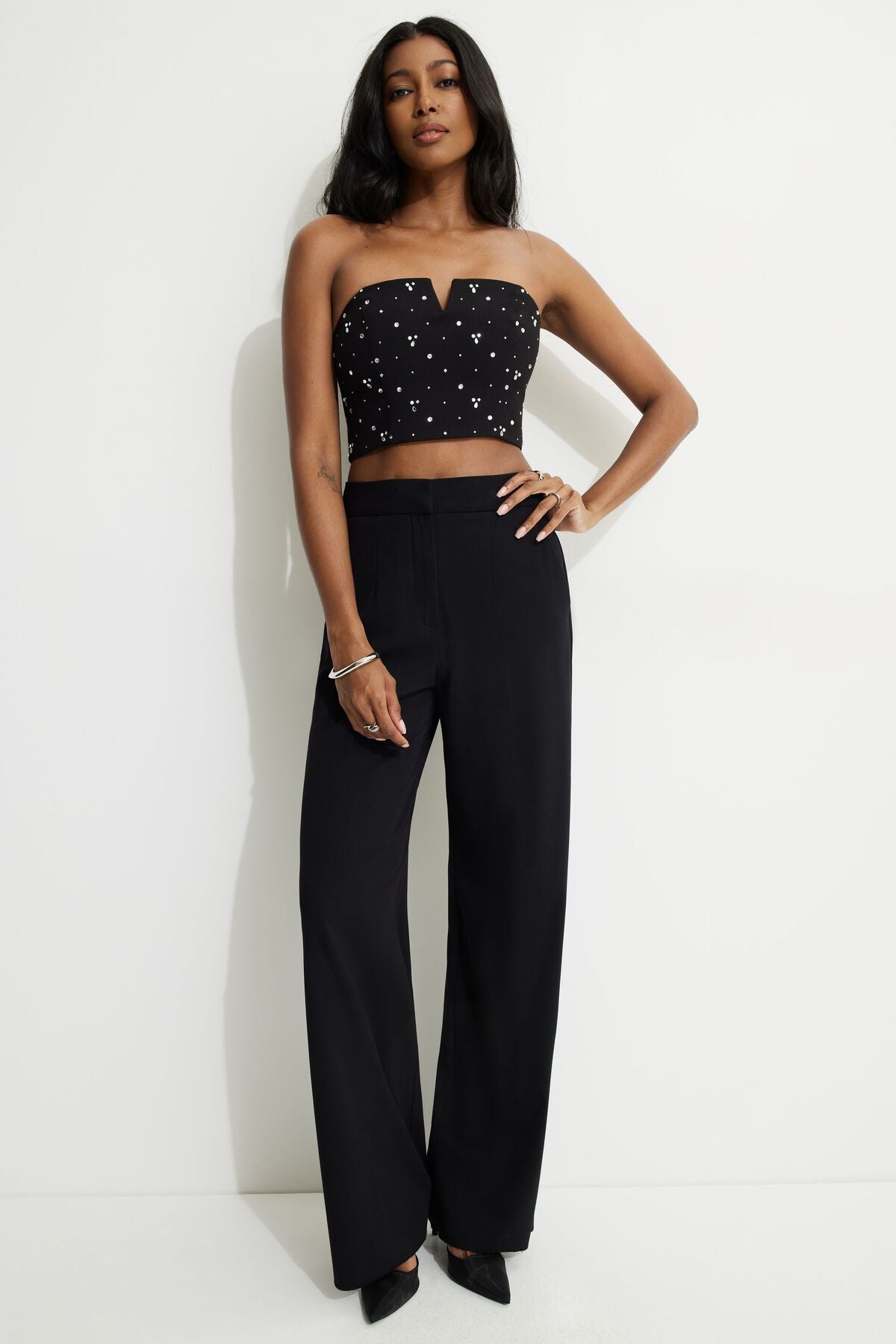 Haut bustier court à strass