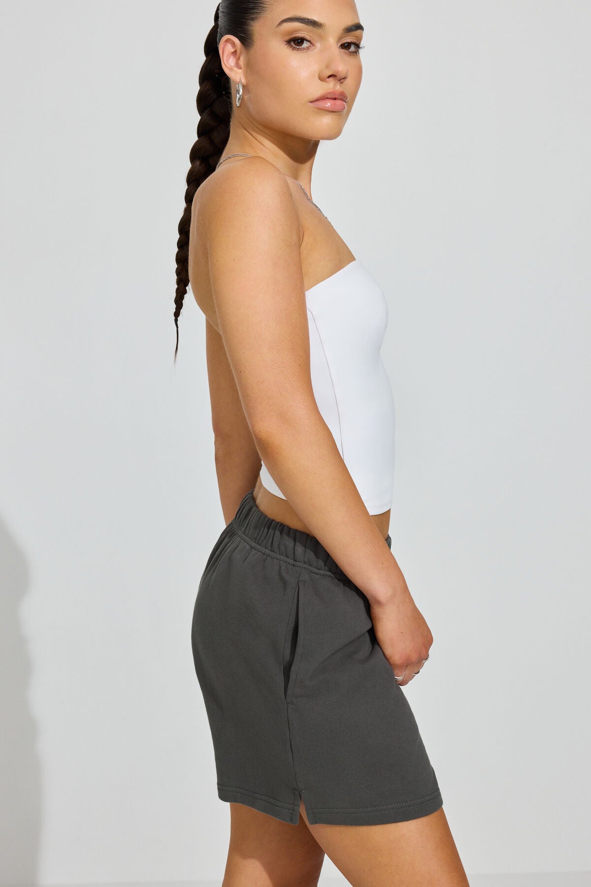 Short taille haute en tissu éponge doux des années 80