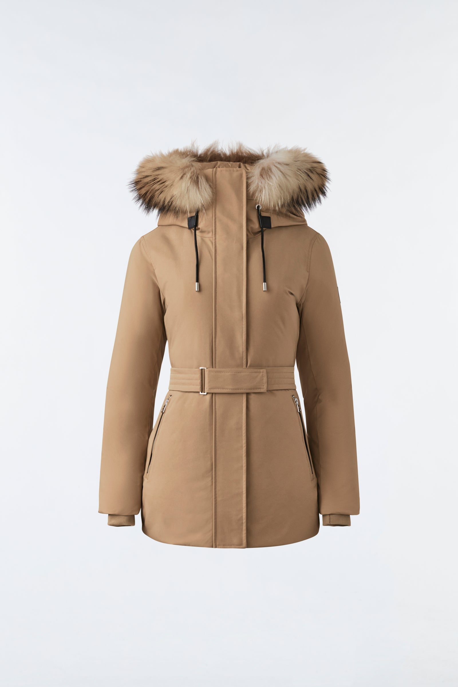 Parka en duvet 2 en 1 JENI avec plastron amovible et fourrure naturelle