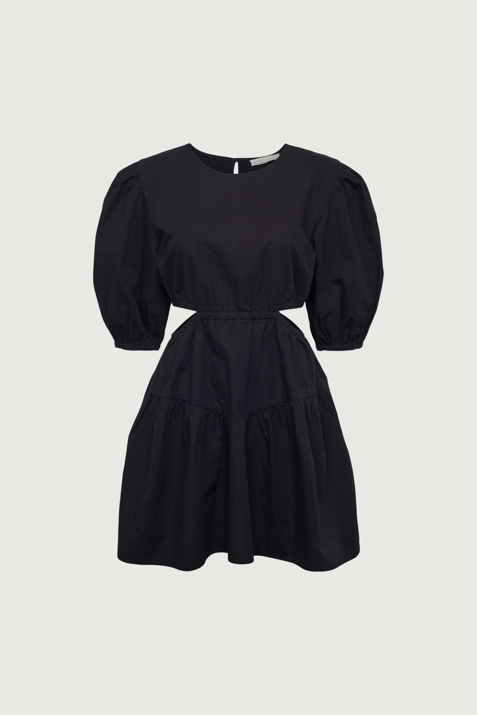 MINI ROBE À MANCHES BOUFFANTES AVEC DÉCOUPES