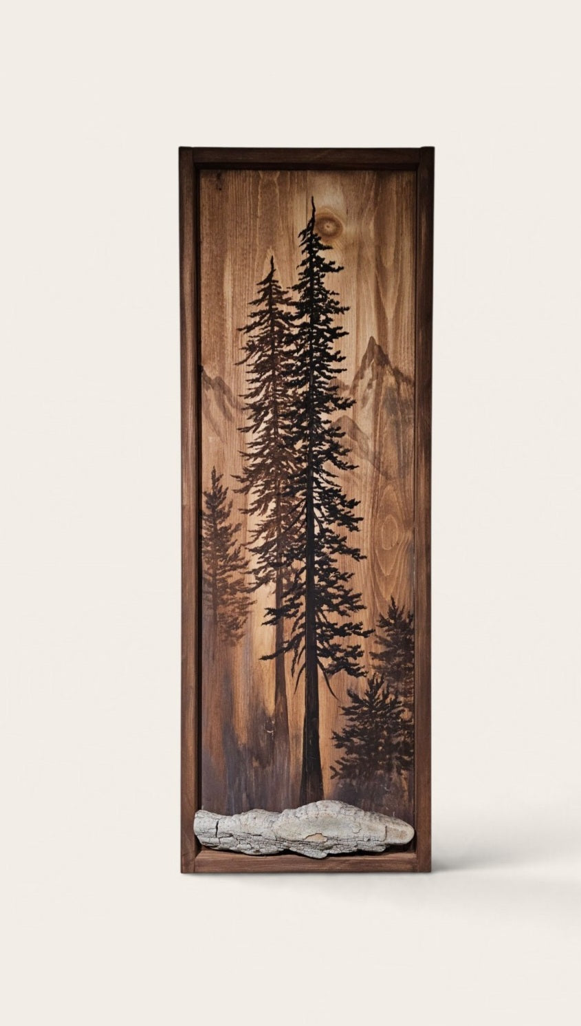 Framed hand painted on wood wall decor (19.5" by 7")