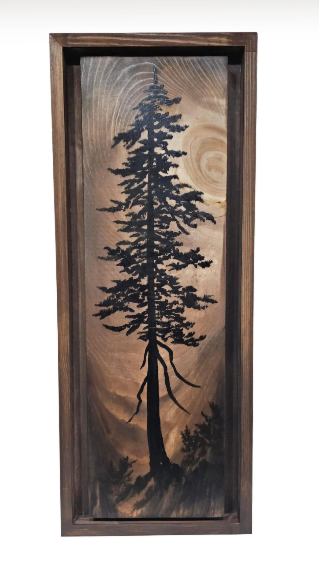 Hand painted and framed wall art decor on wood (19.5" by 7.75")