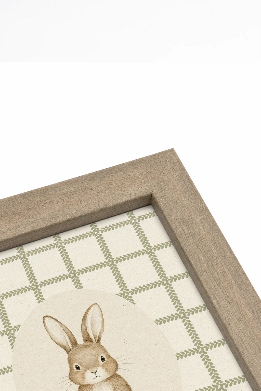 COUNTRY BUNNY, Framed Canvas Artwork in Brown Oak (Collective)