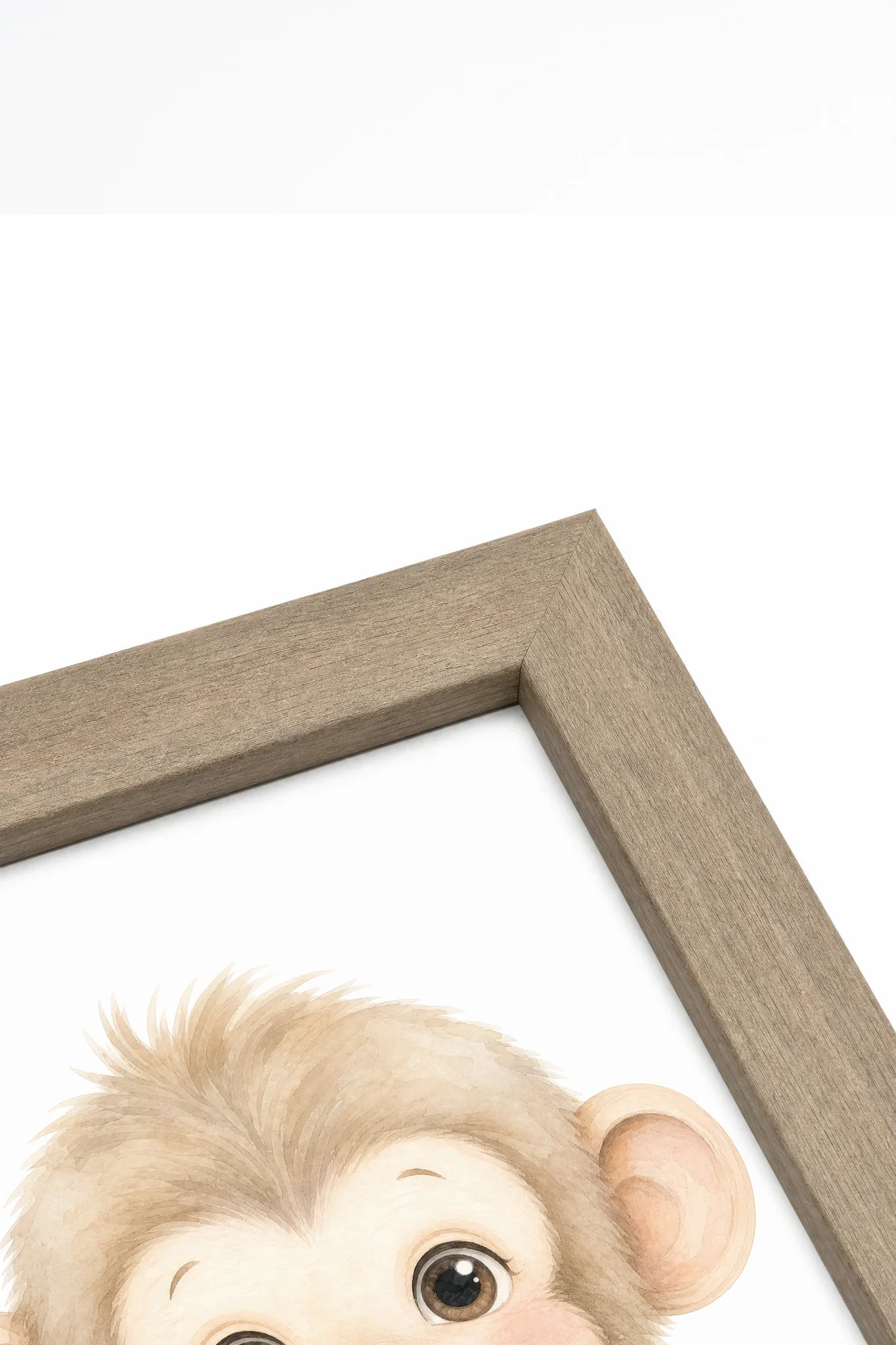LITTLE MONKEY, Artwork on Stretched Canvas, Brown Oak Framed (collective)
