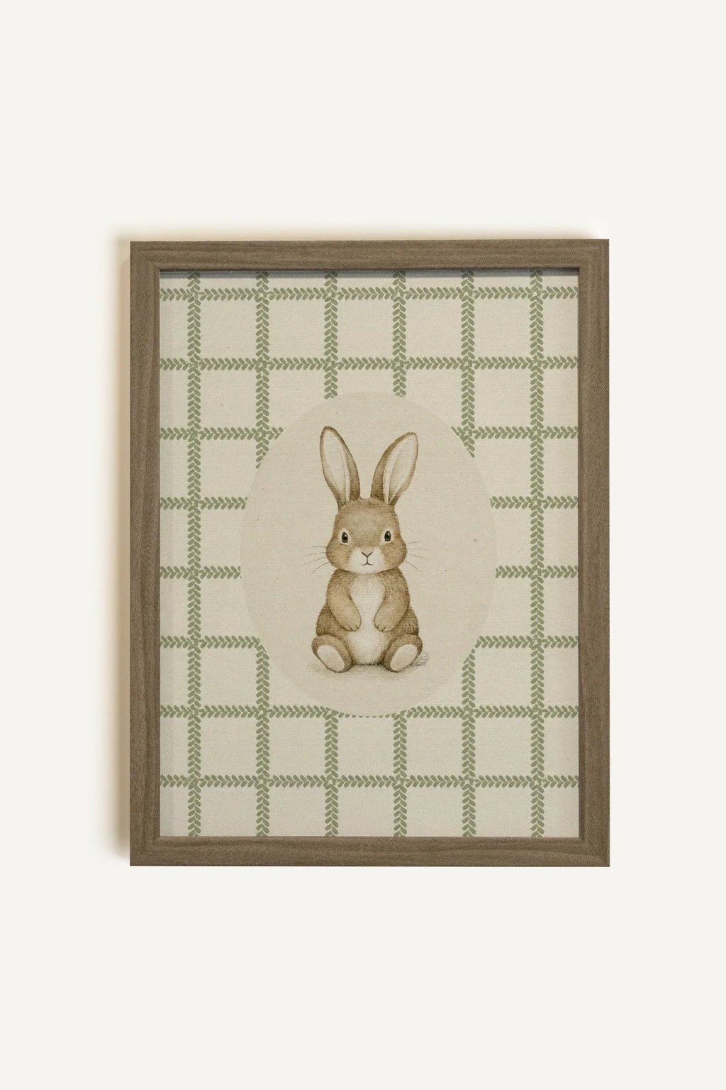 COUNTRY BUNNY, Framed Canvas Artwork in Brown Oak (Collective)