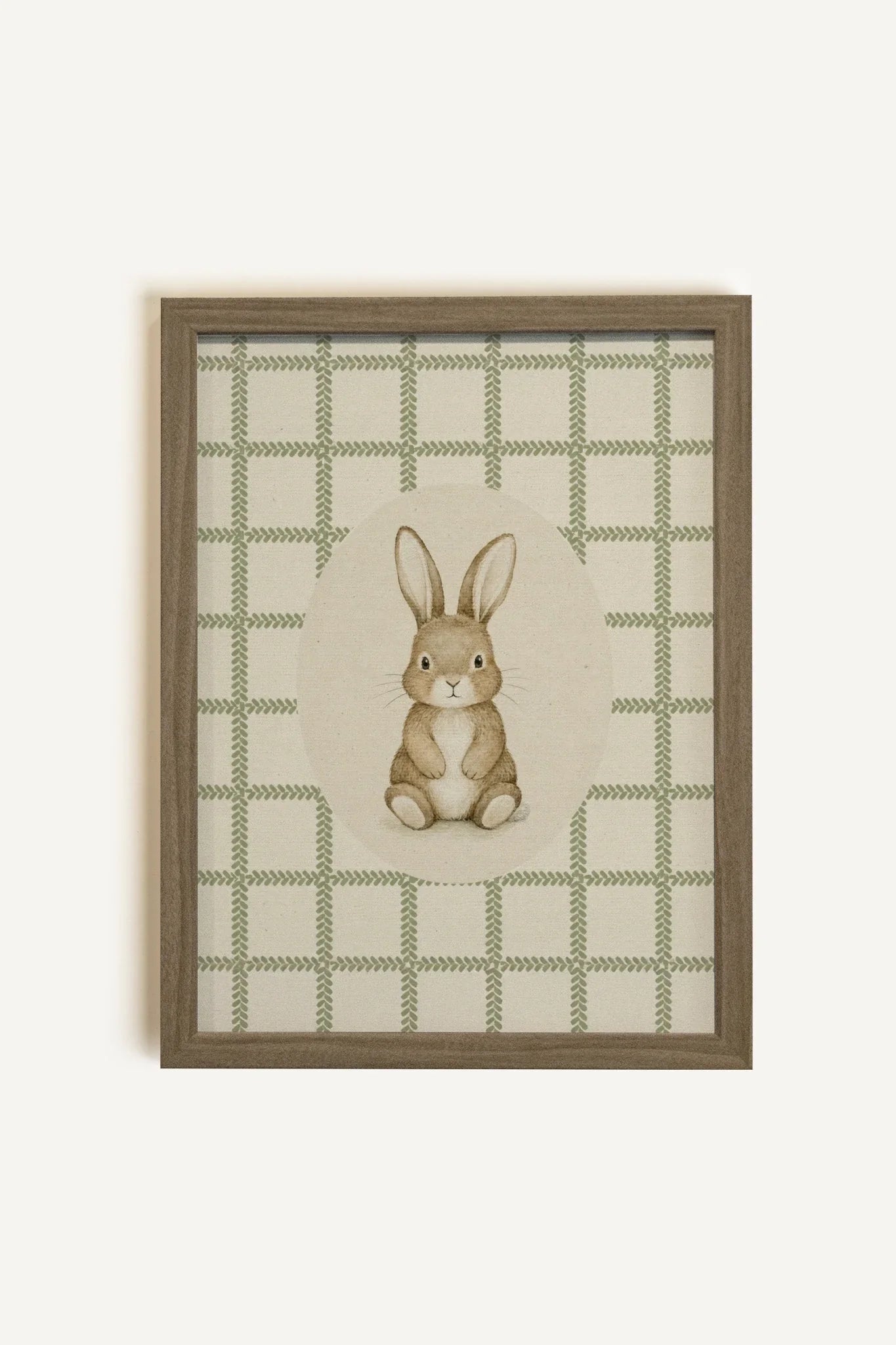 COUNTRY BUNNY, Framed Canvas Artwork in Brown Oak (Collective)