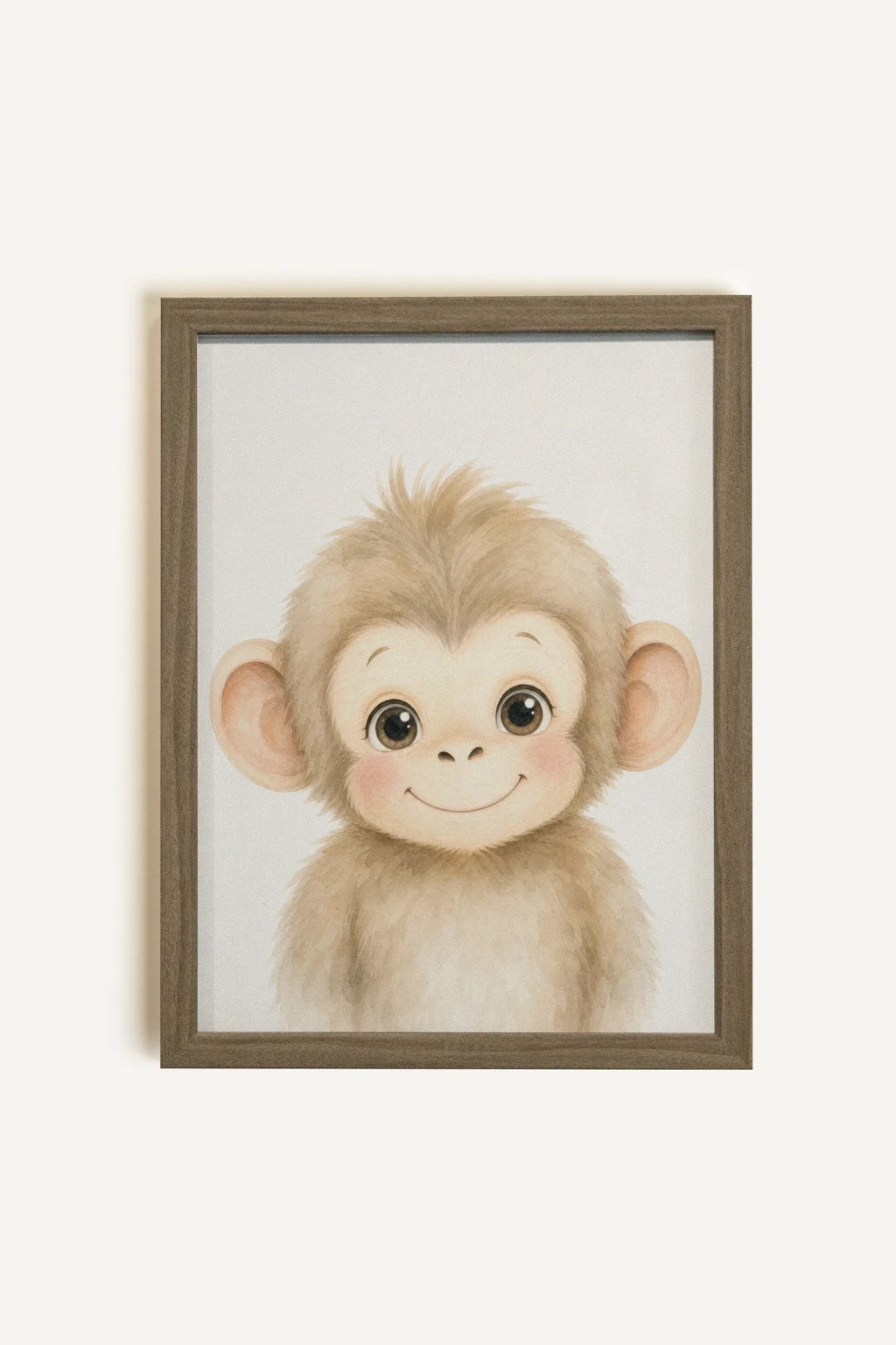 LITTLE MONKEY, Artwork on Stretched Canvas, Brown Oak Framed (collective)