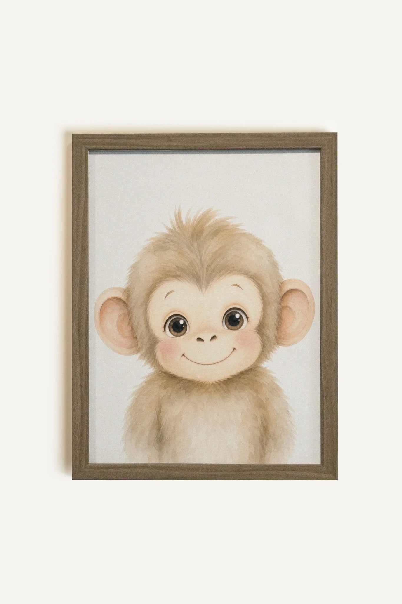 LITTLE MONKEY, Artwork on Stretched Canvas, Brown Oak Framed (collective)