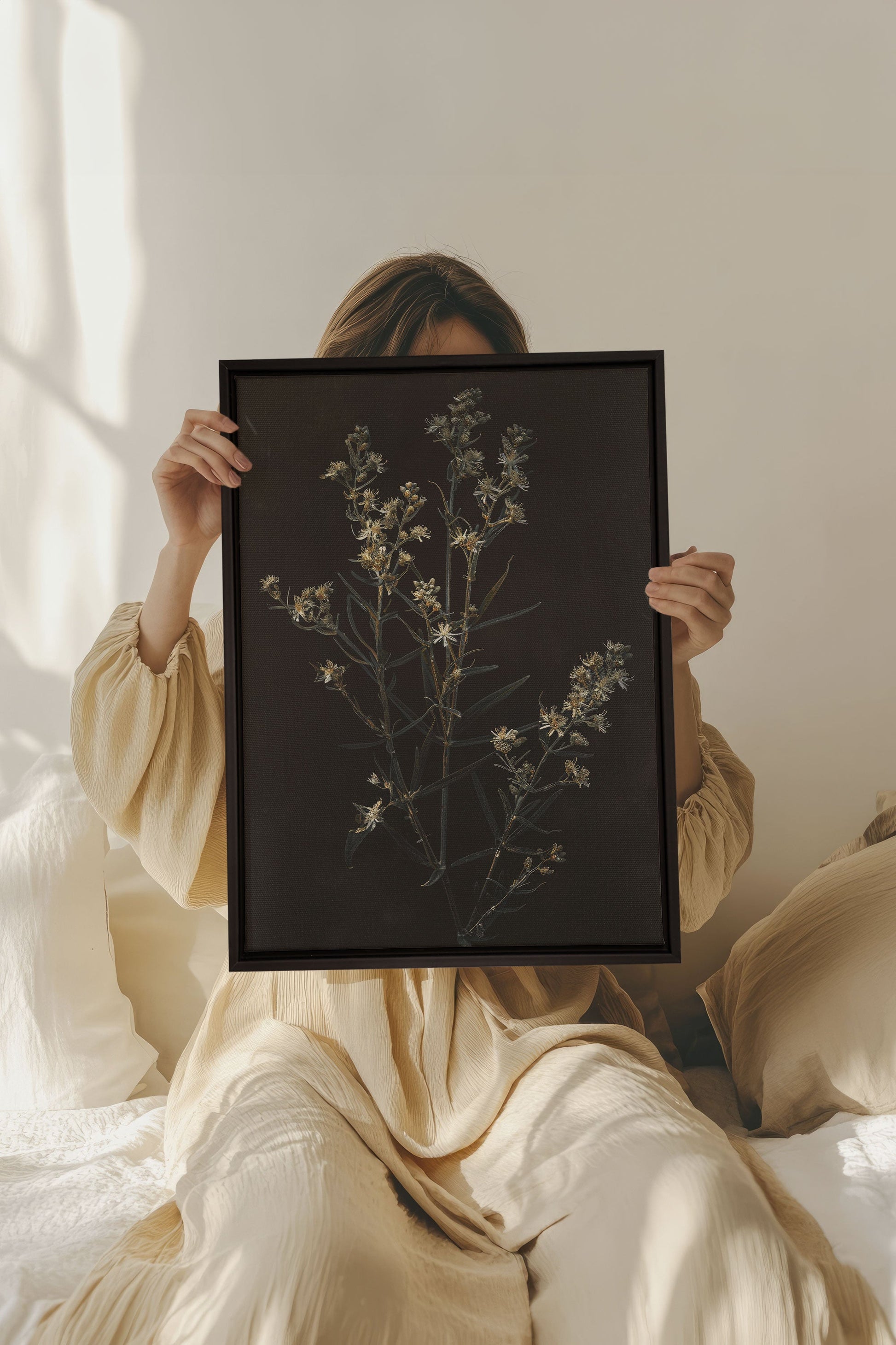 SILVER FLOWER, Stretched Canvas Artwork