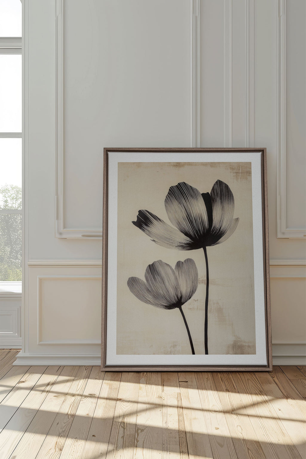 EBONY FLOWERS, Stretched Canvas Artwork