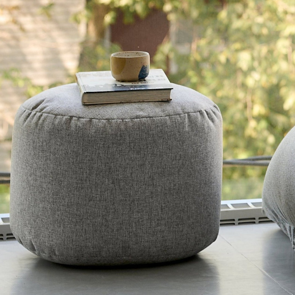 Round Footrest Pouf - Sepia